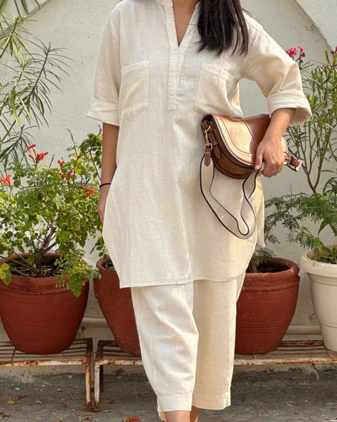 ivory Casual Cotton Co-ord Set for Women