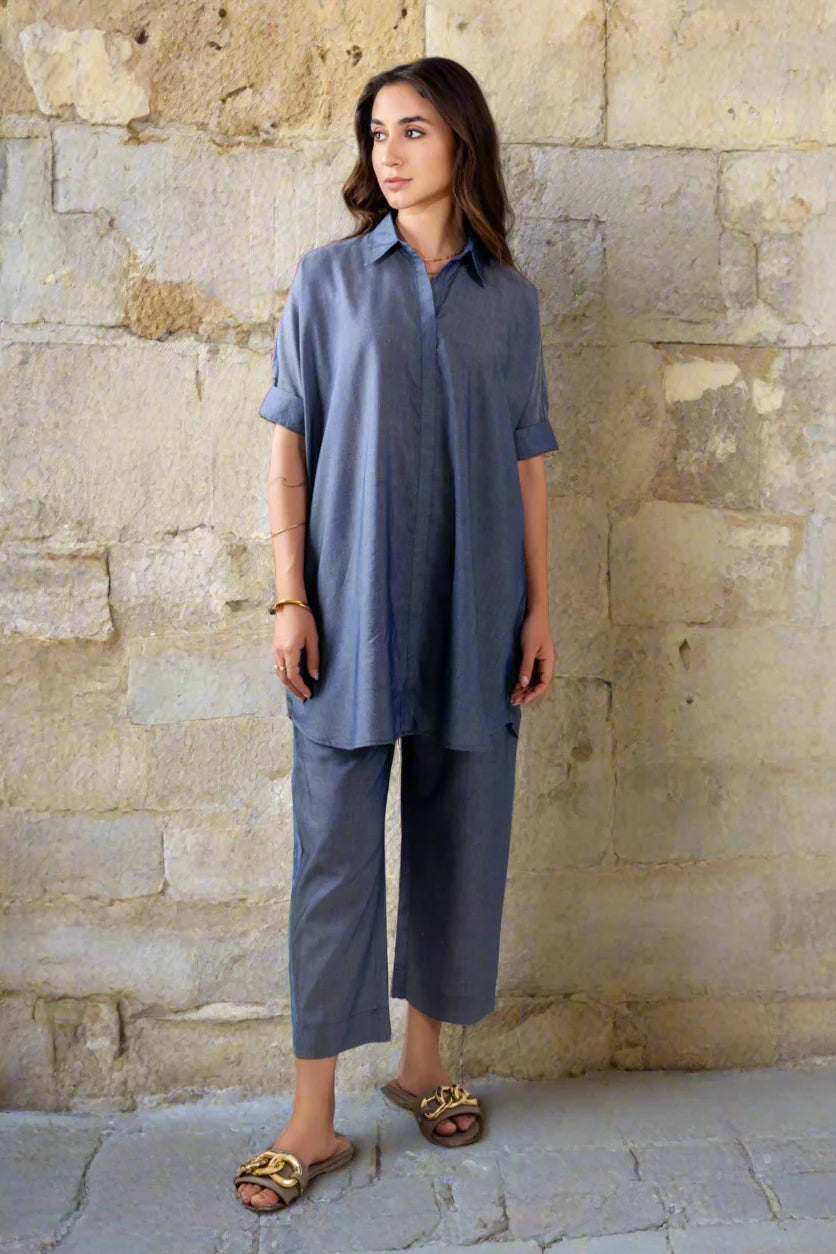 Soft Denim Comfirtable Cotton Co-ord Set