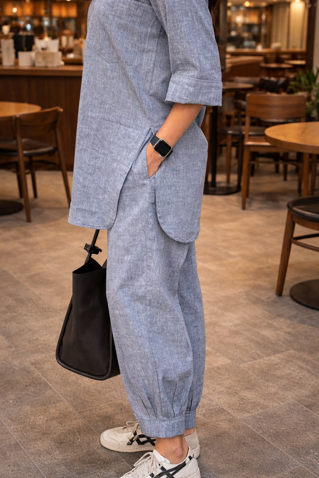 Gray Casual Cotton Co-ord Set for Women