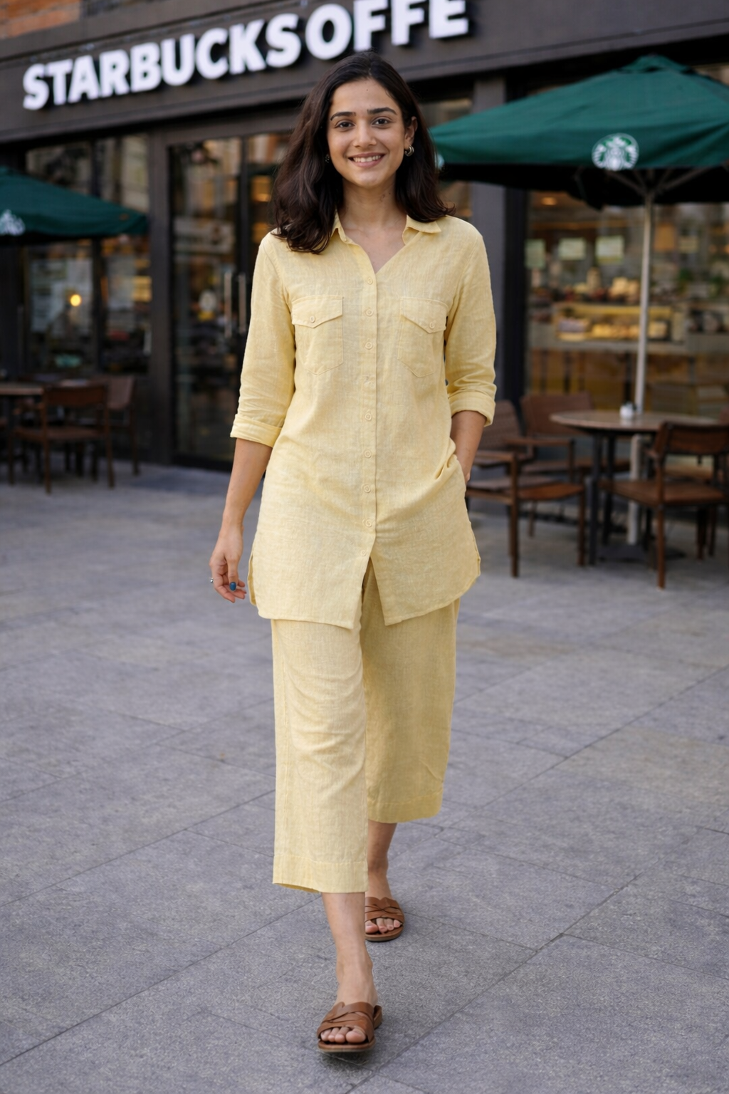 Yellow Casual Cotton Co-ord Set for Women