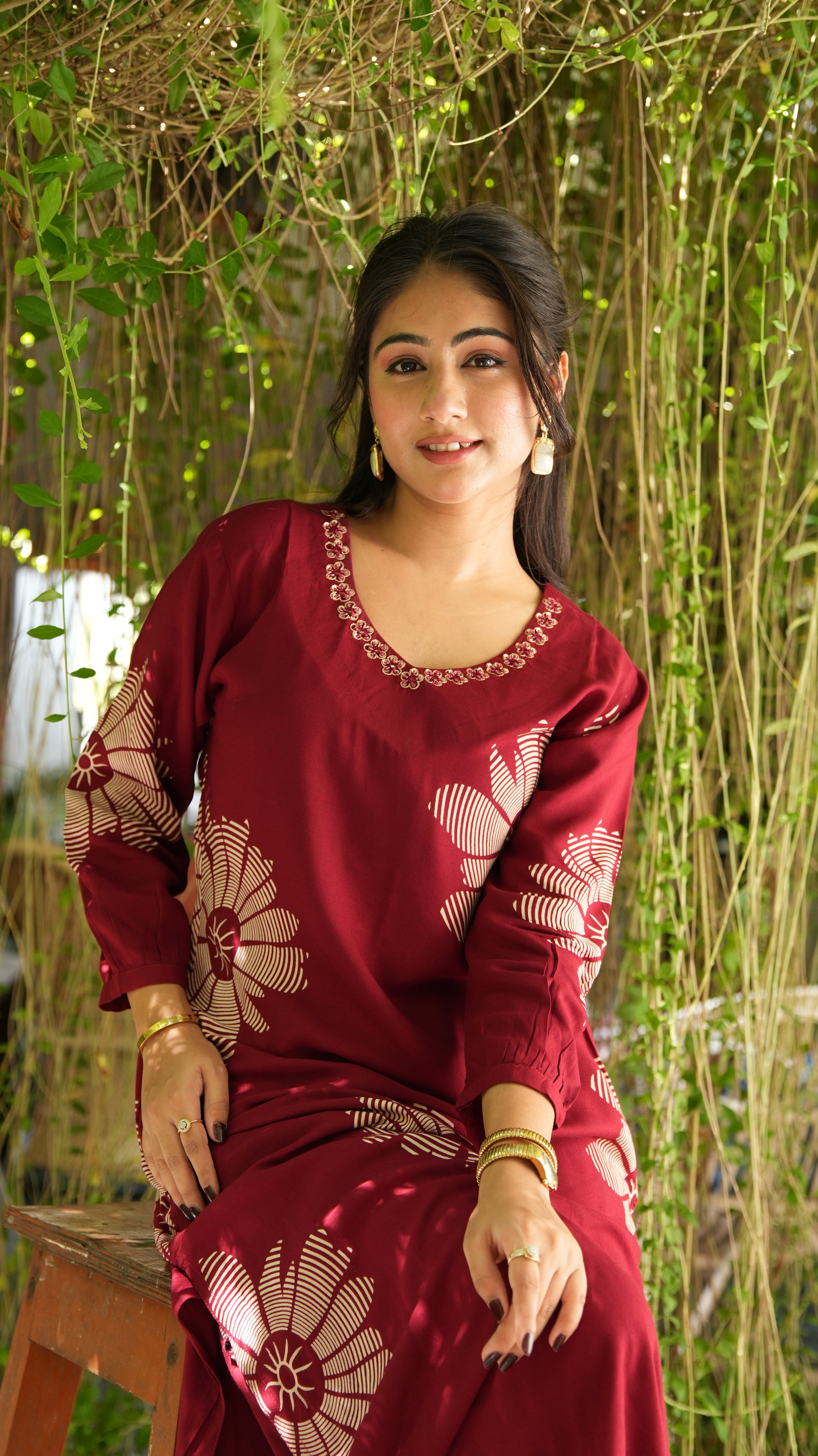 New Printed Kurta Pant Set Blue