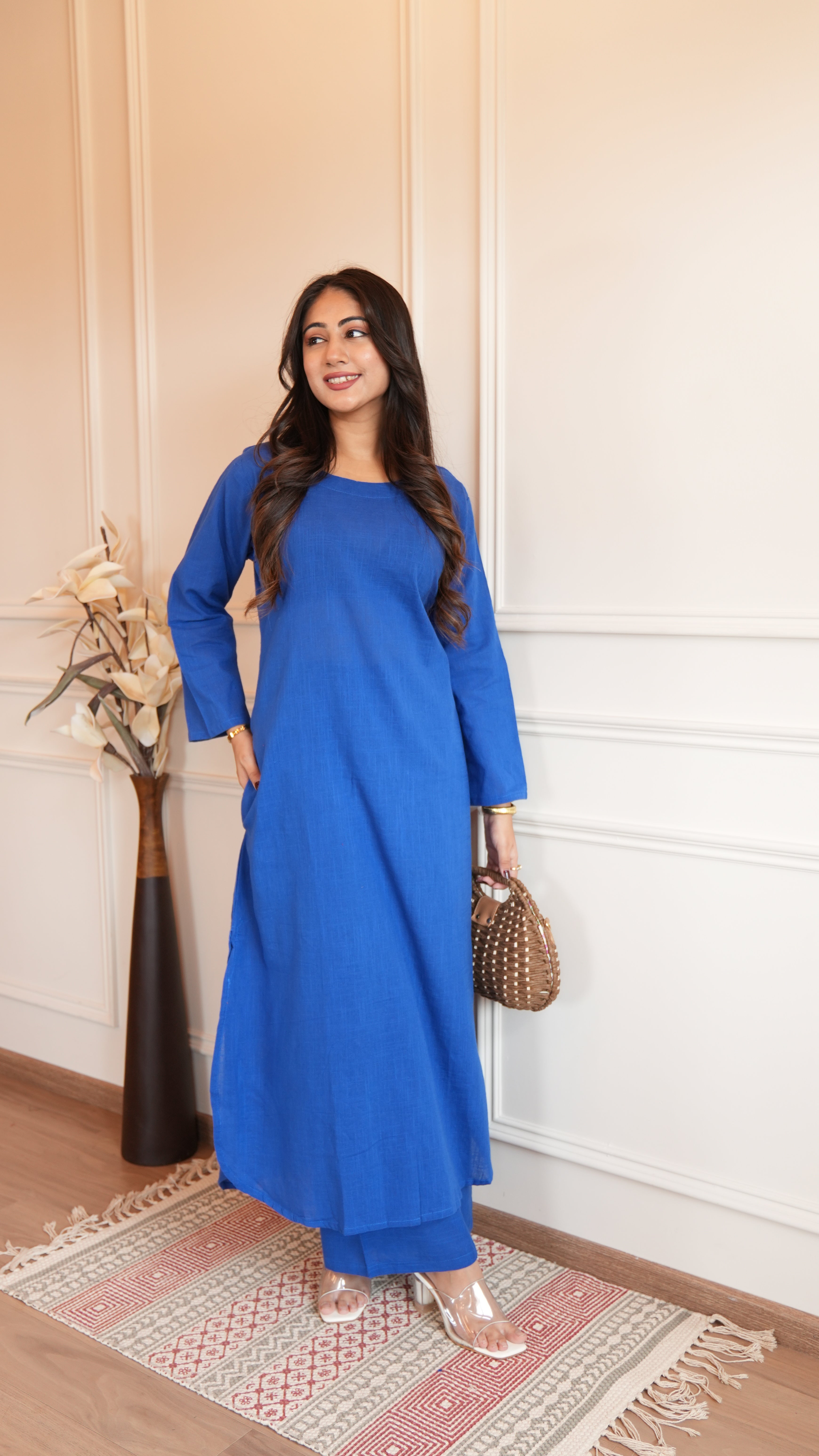 Women's Cotton Kurta pant sets - Blue