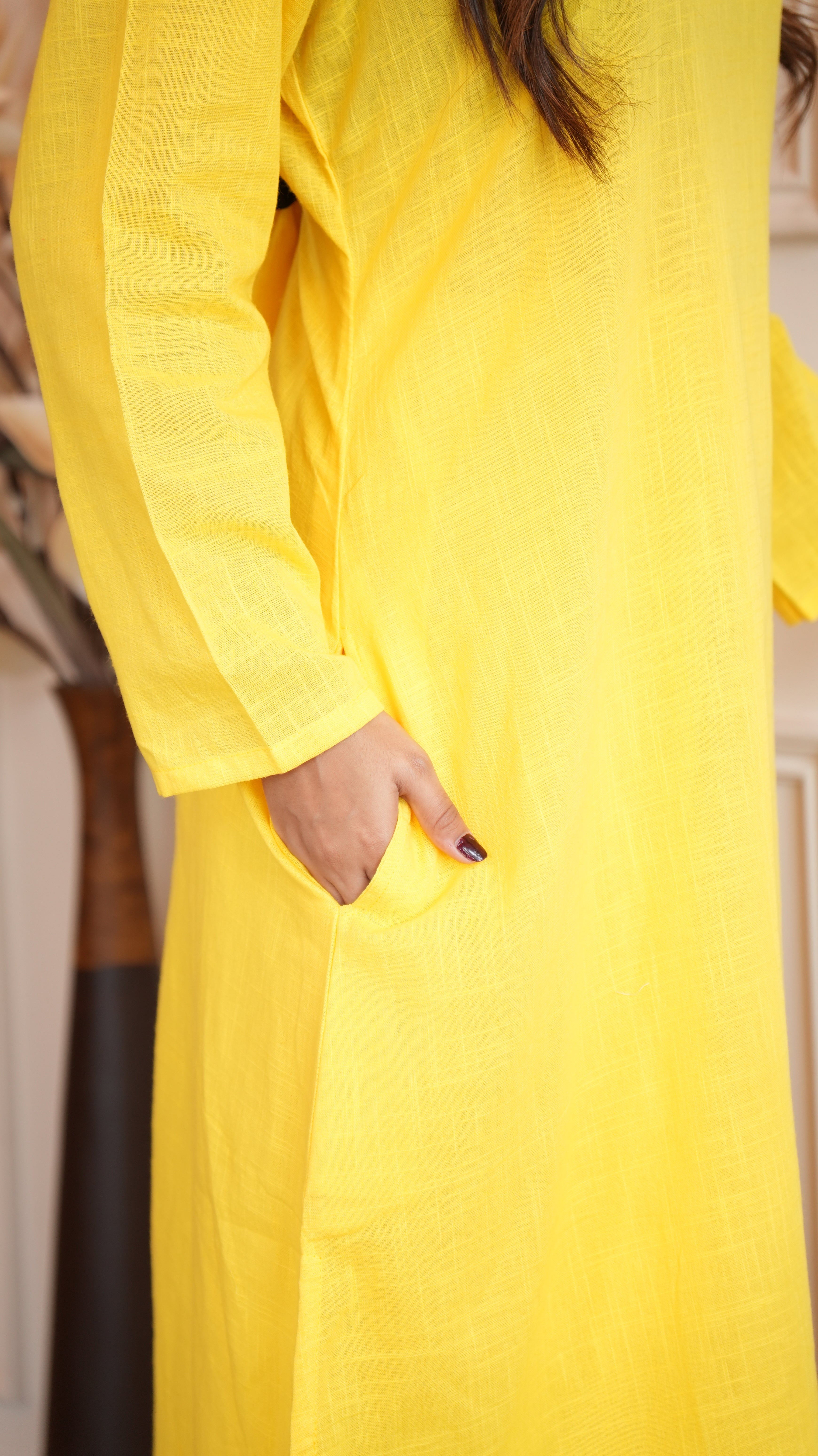 Women's Cotton Kurta pant sets - Yellow