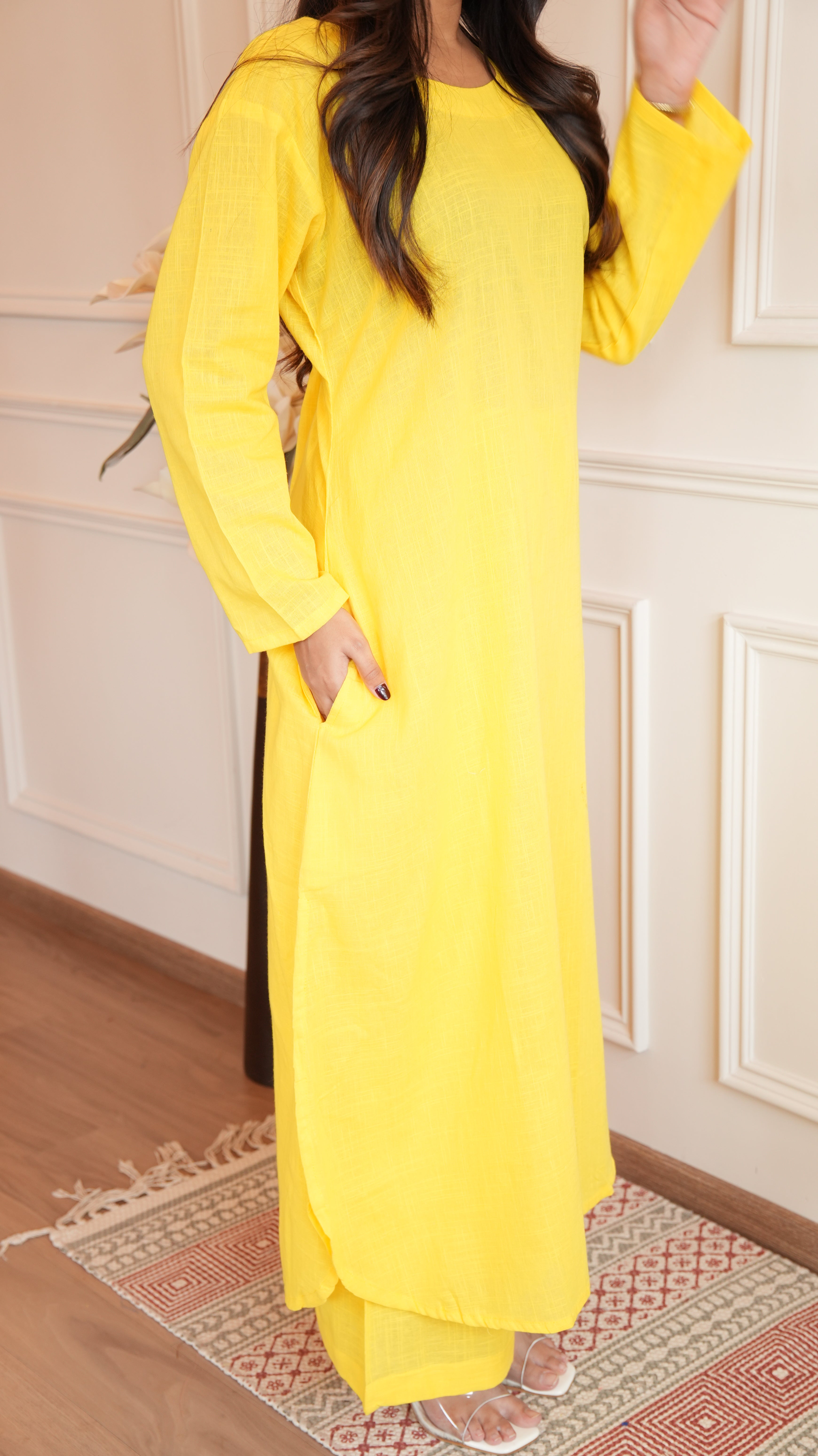 Women's Cotton Kurta pant sets - Yellow