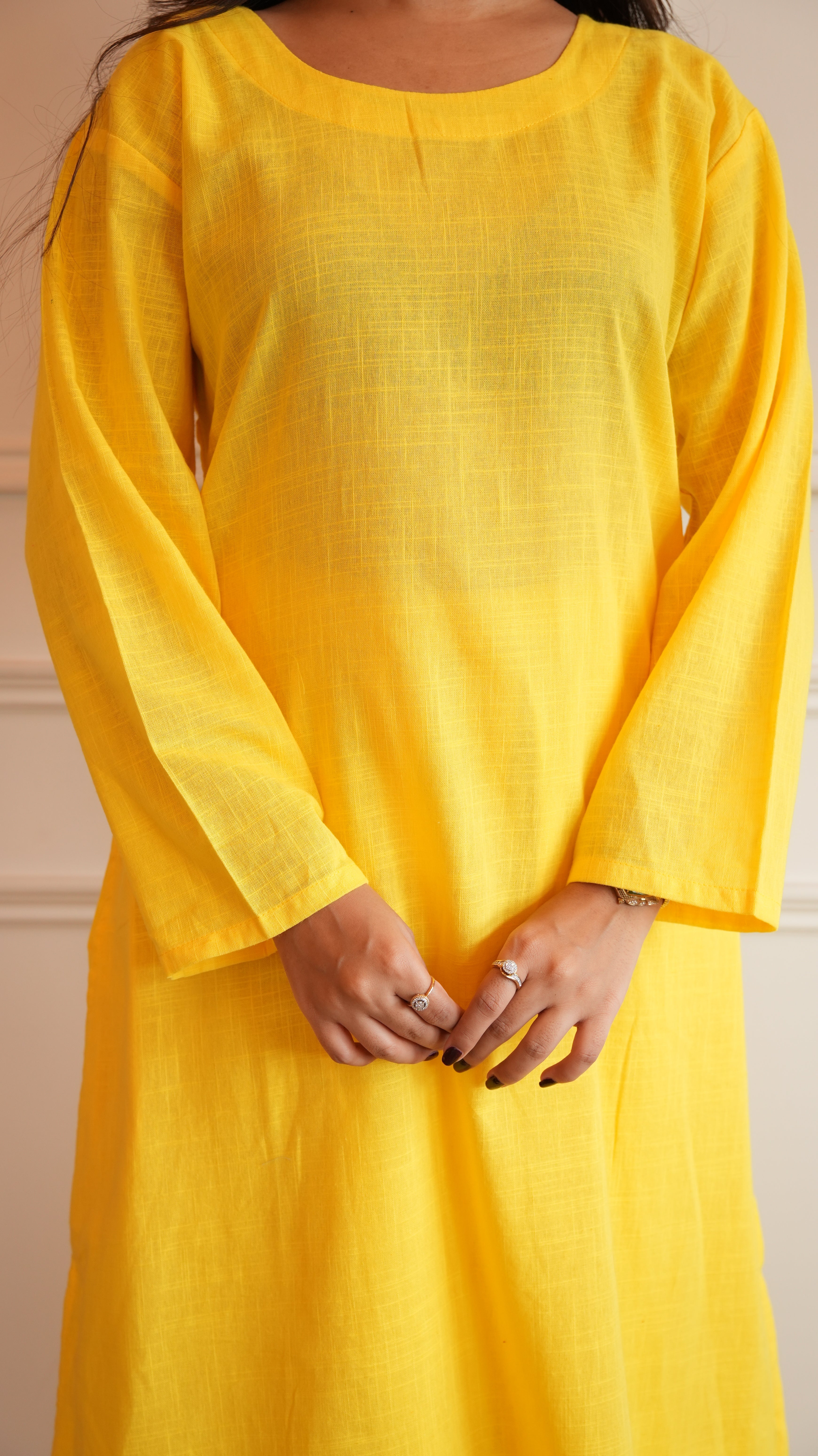 Women's Cotton Kurta pant sets - Yellow