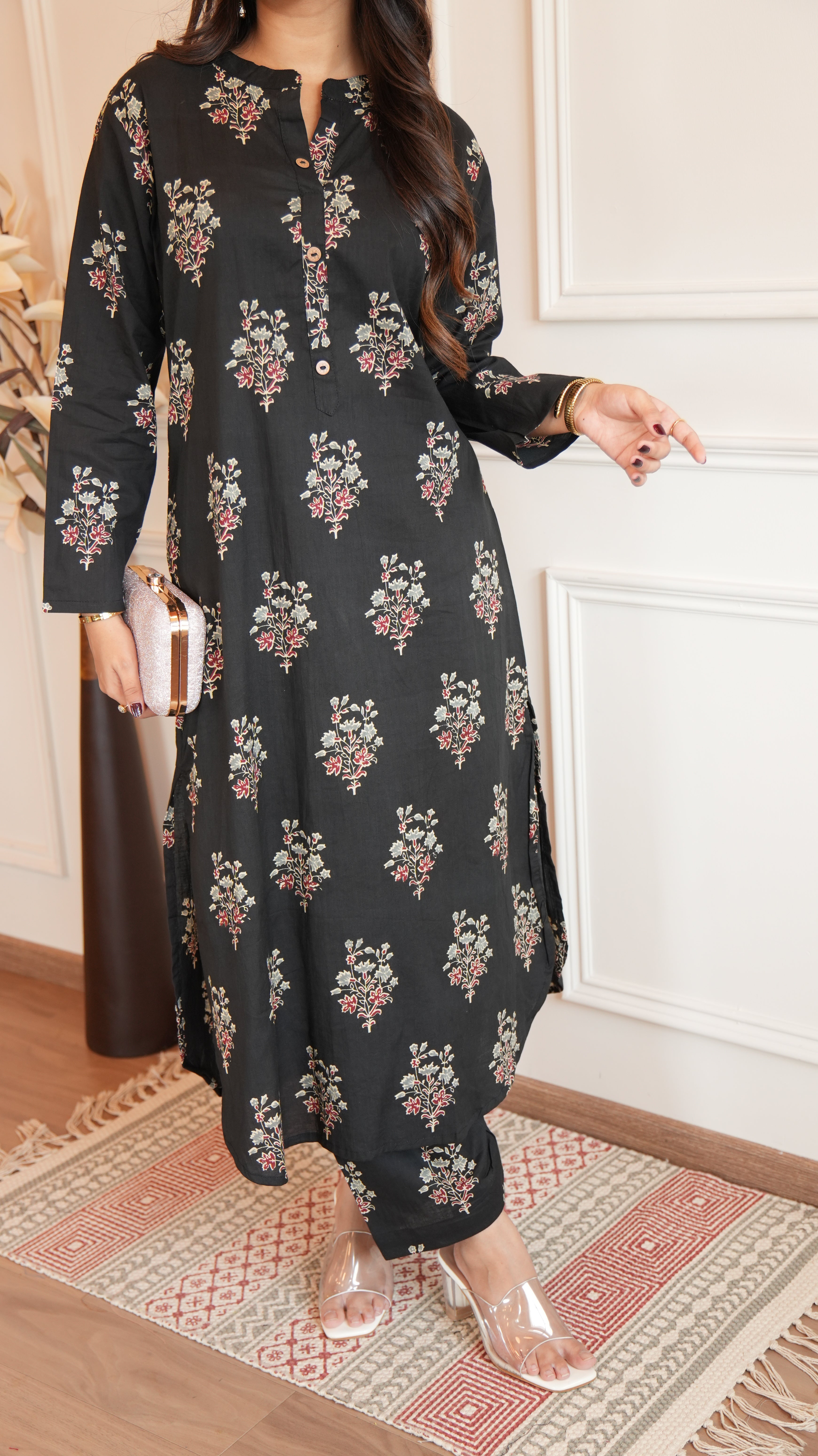 New Printed Kurta Pant Set Blue