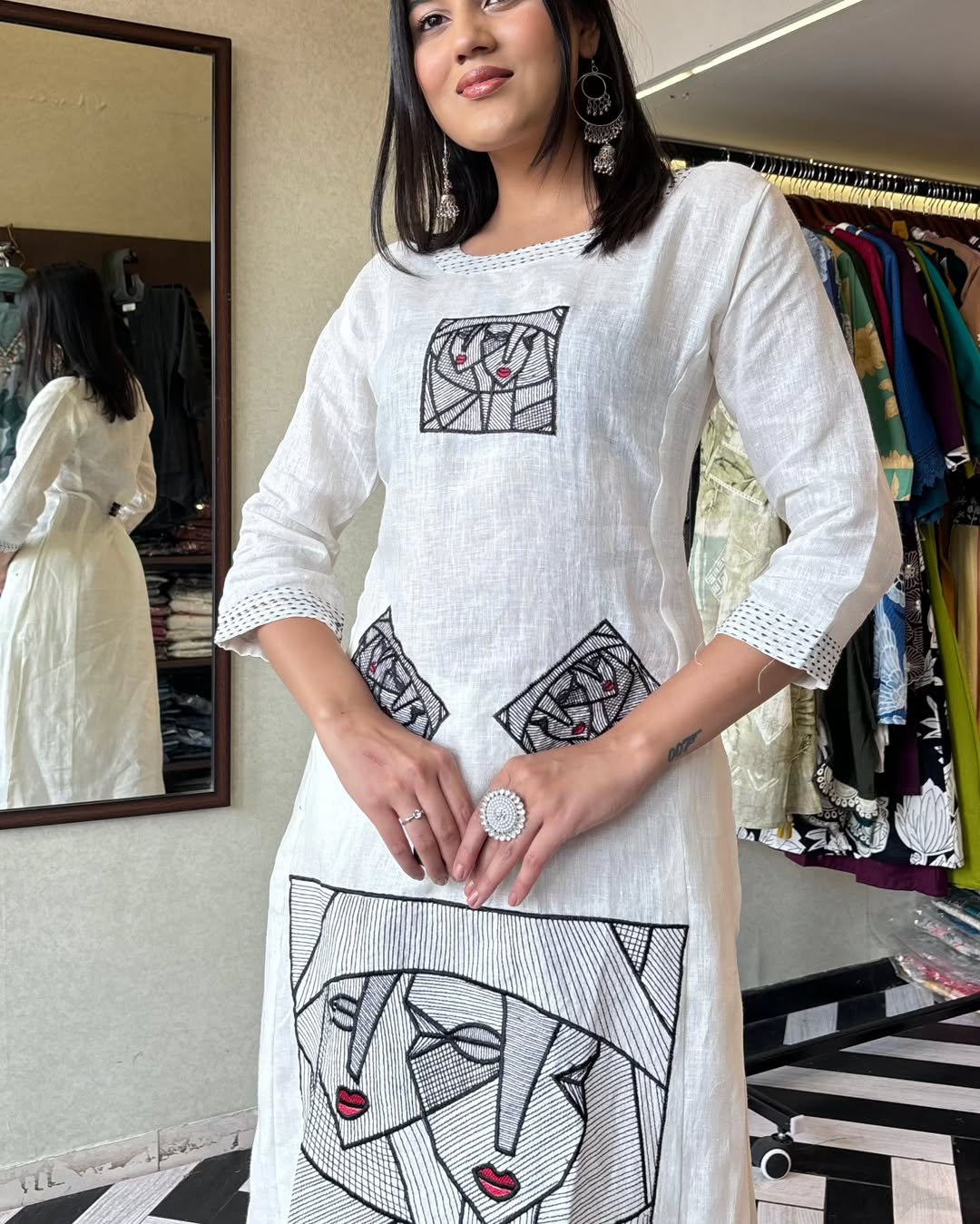 New Printed Kurta Pant Set Blue