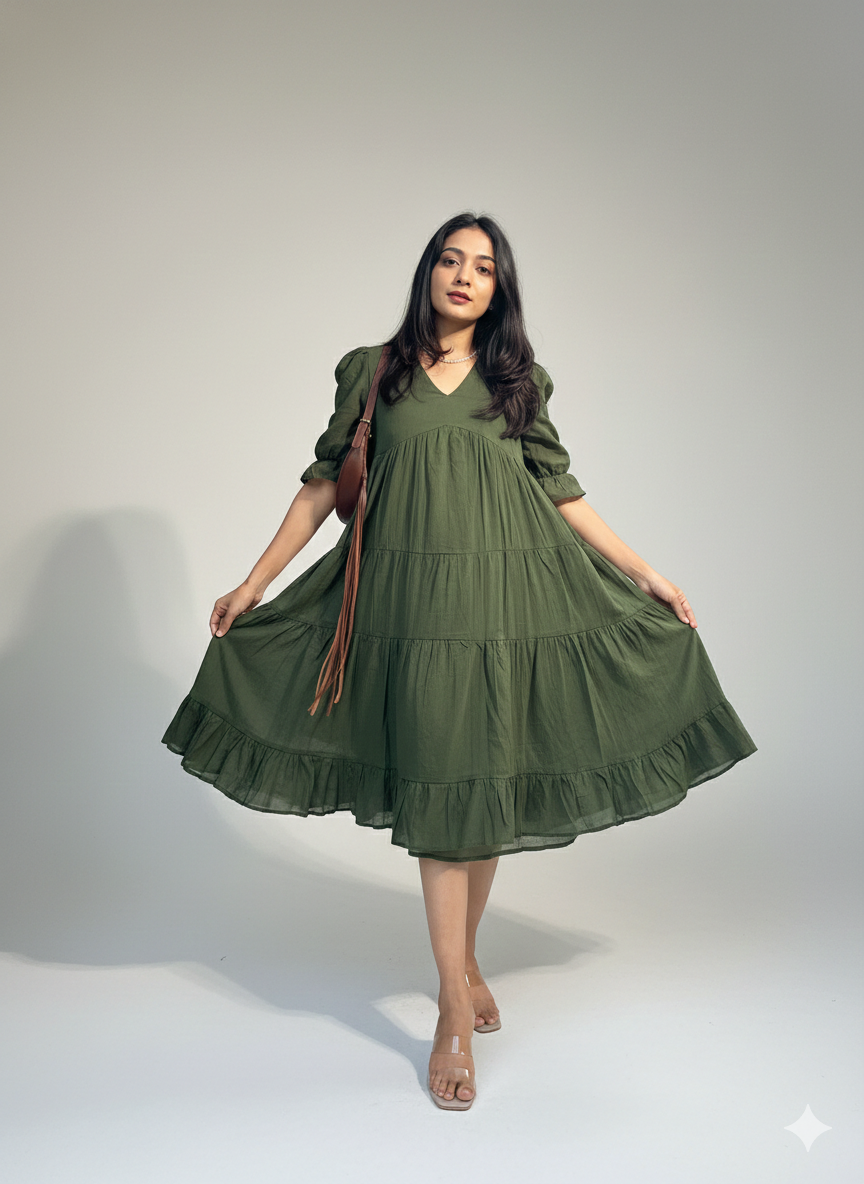 Olive Green Fairytale MIDI Dress
