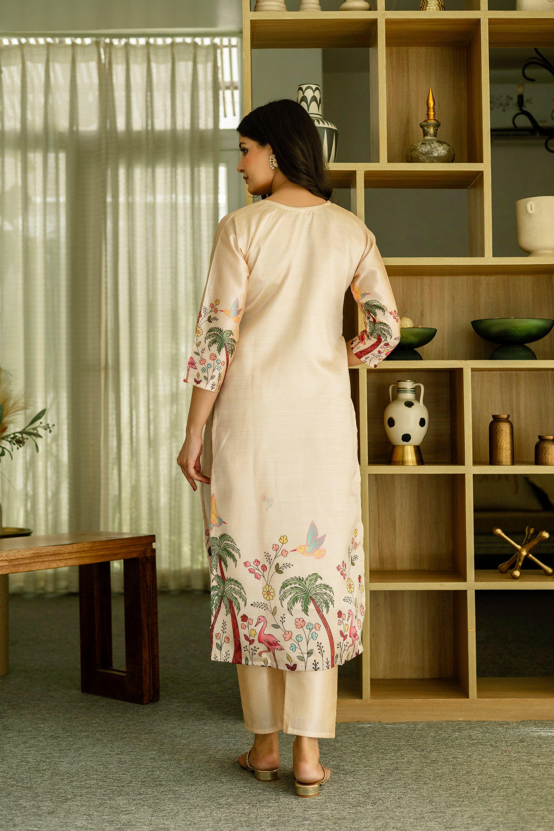 Elegant Cream Printed Kurta Pant Set with Designer Dupatta for Women