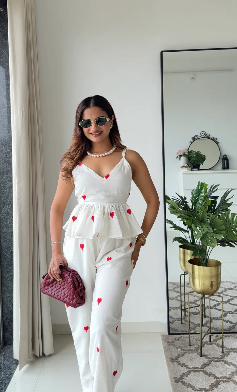 Adore Me More White Pure Cotton Co-ord Set