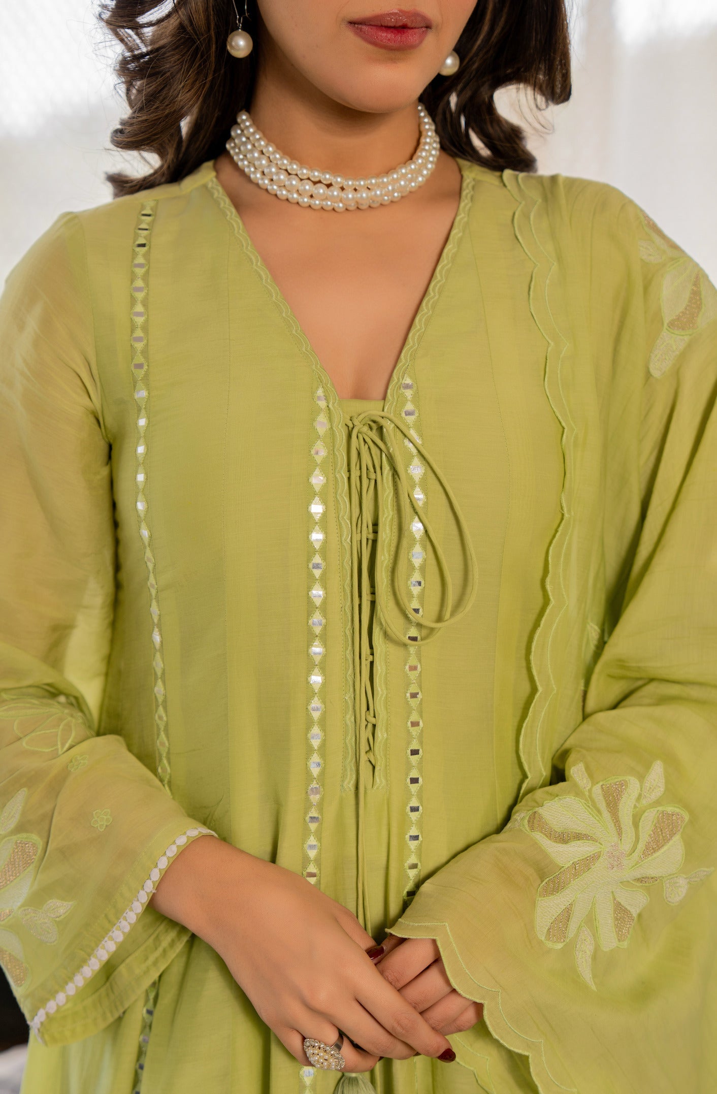 Pista Green Embroidered Anarkali Kurta Set with Dupatta