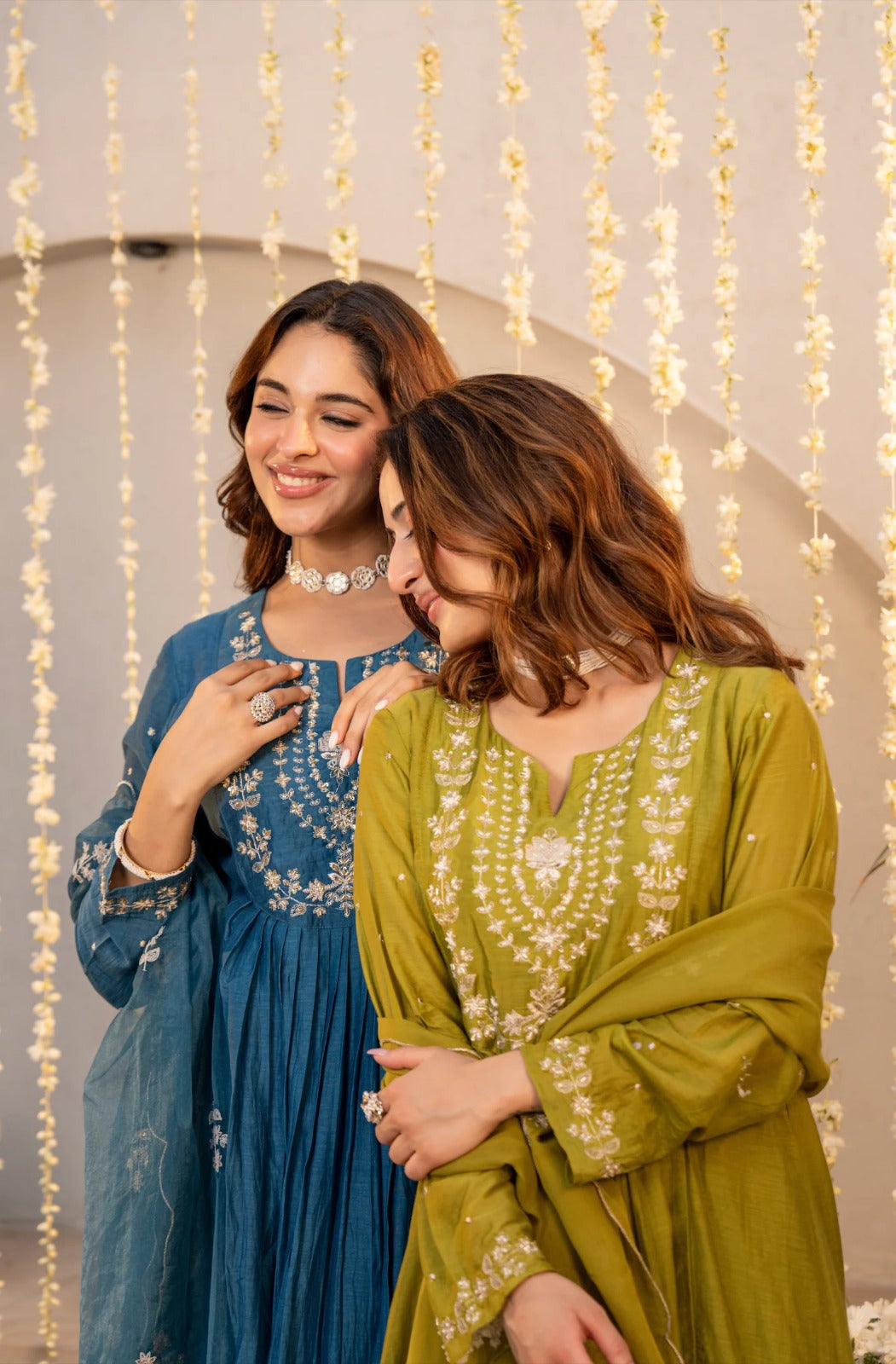 Elegant Blue  Embroidered Anarkali Kurta Set with Dupatta for Women