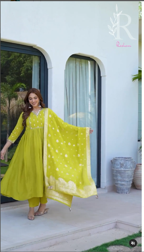 Salty Lemon Anarkali Suit set