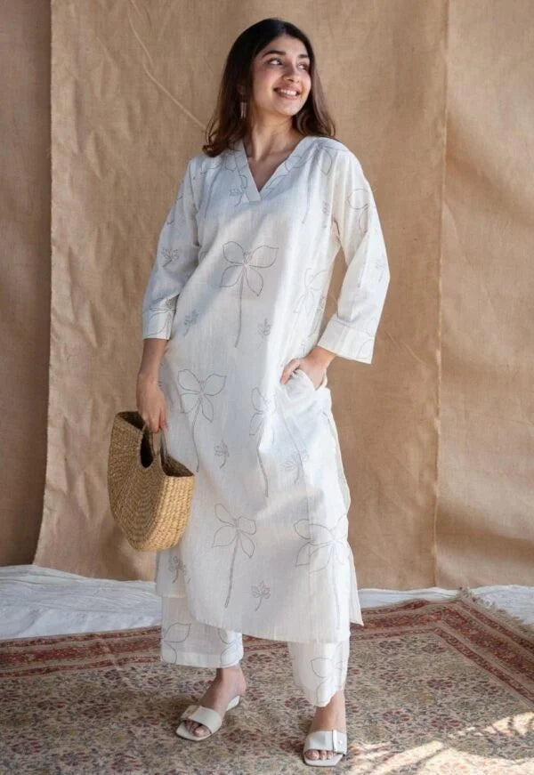 Pure Cotton kurti with self print with Plazo