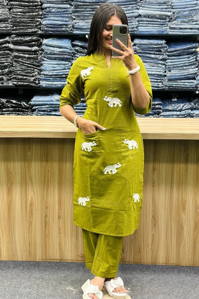 New Printed Kurta Pant Set Blue