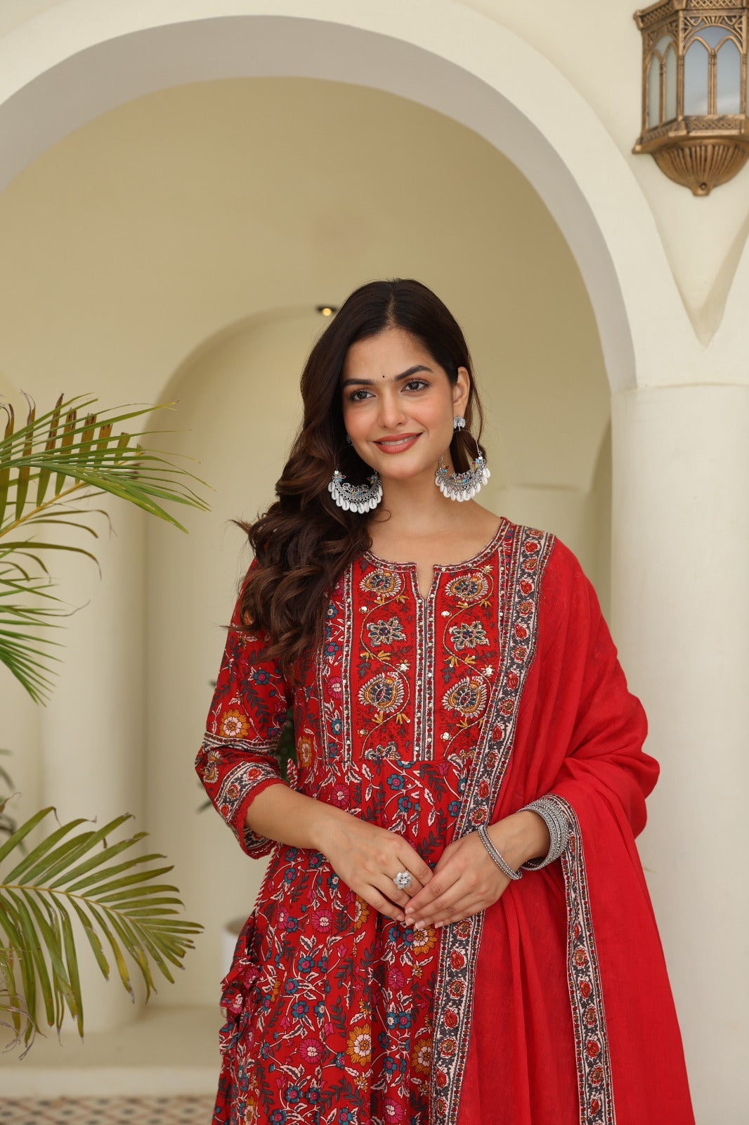 Red Maroon Voluminous Anarkali Suit Set