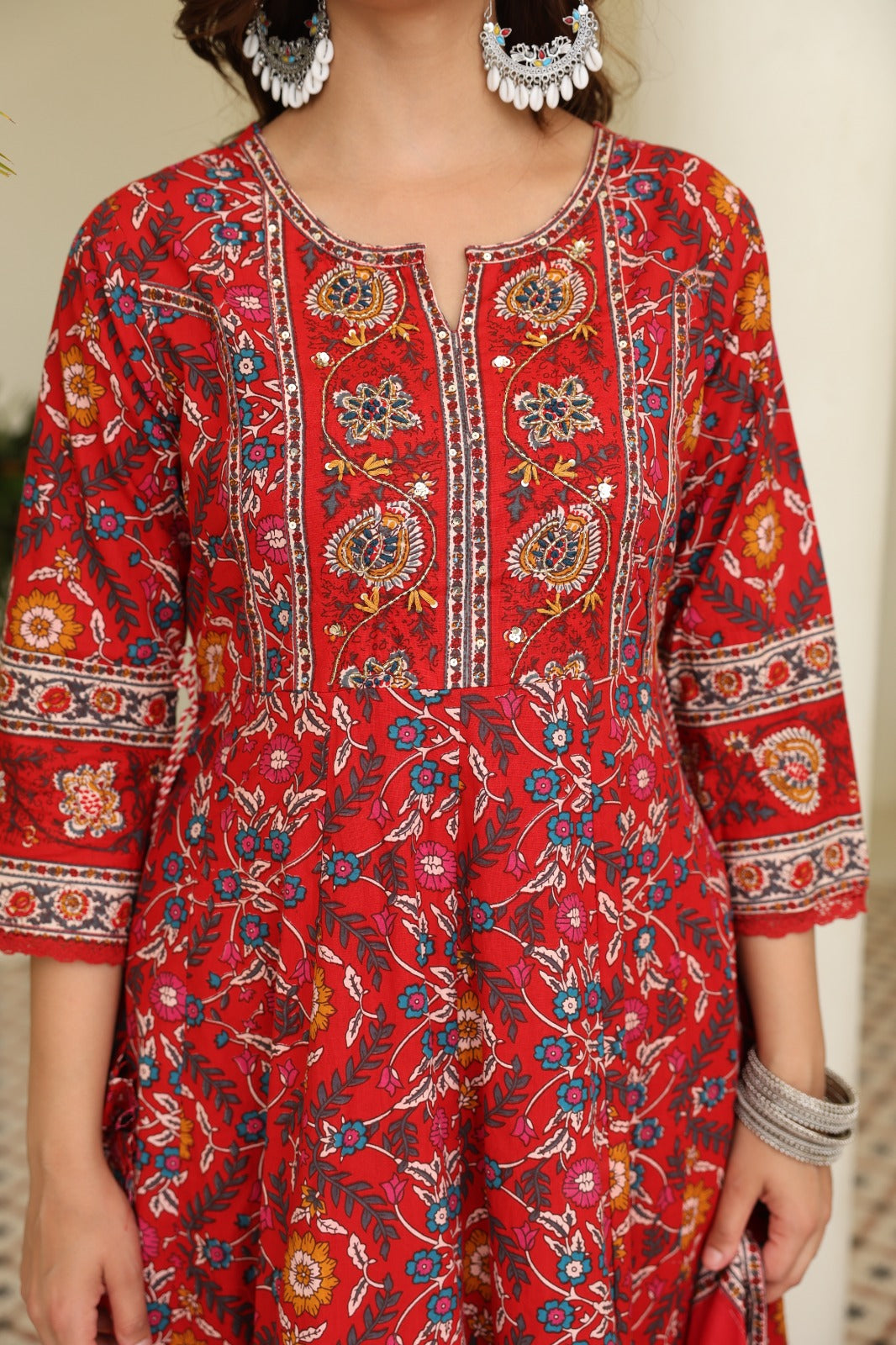 Red Maroon Voluminous Anarkali Suit Set