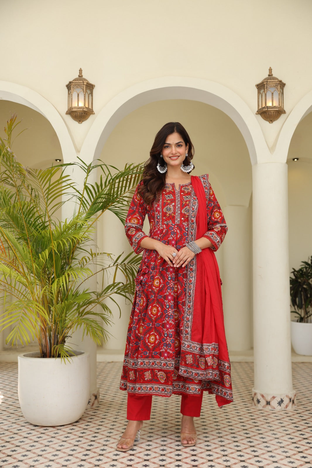 Red Maroon Voluminous Anarkali Suit Set
