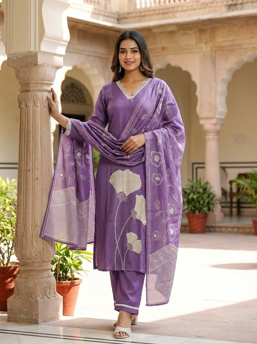 Women’s Embroidered Kurta Set with Dupatta