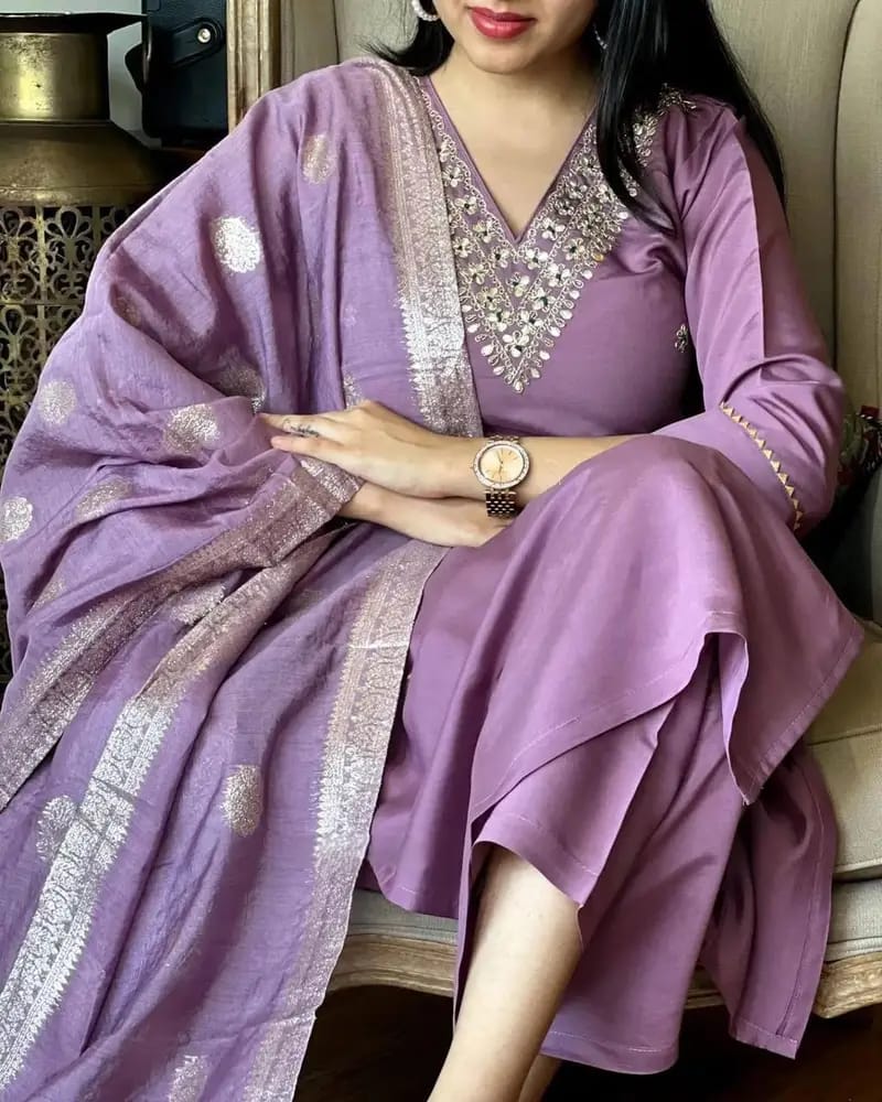 Women’s Embroidered Kurta Set with Dupatta