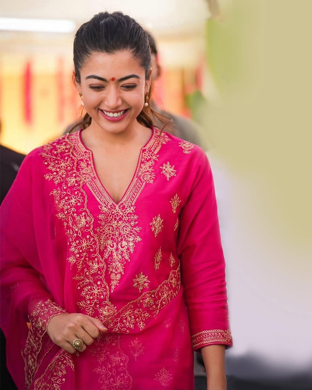 Women’s Hot Pink Embroidered Kurta Palazzo Dupatta Set