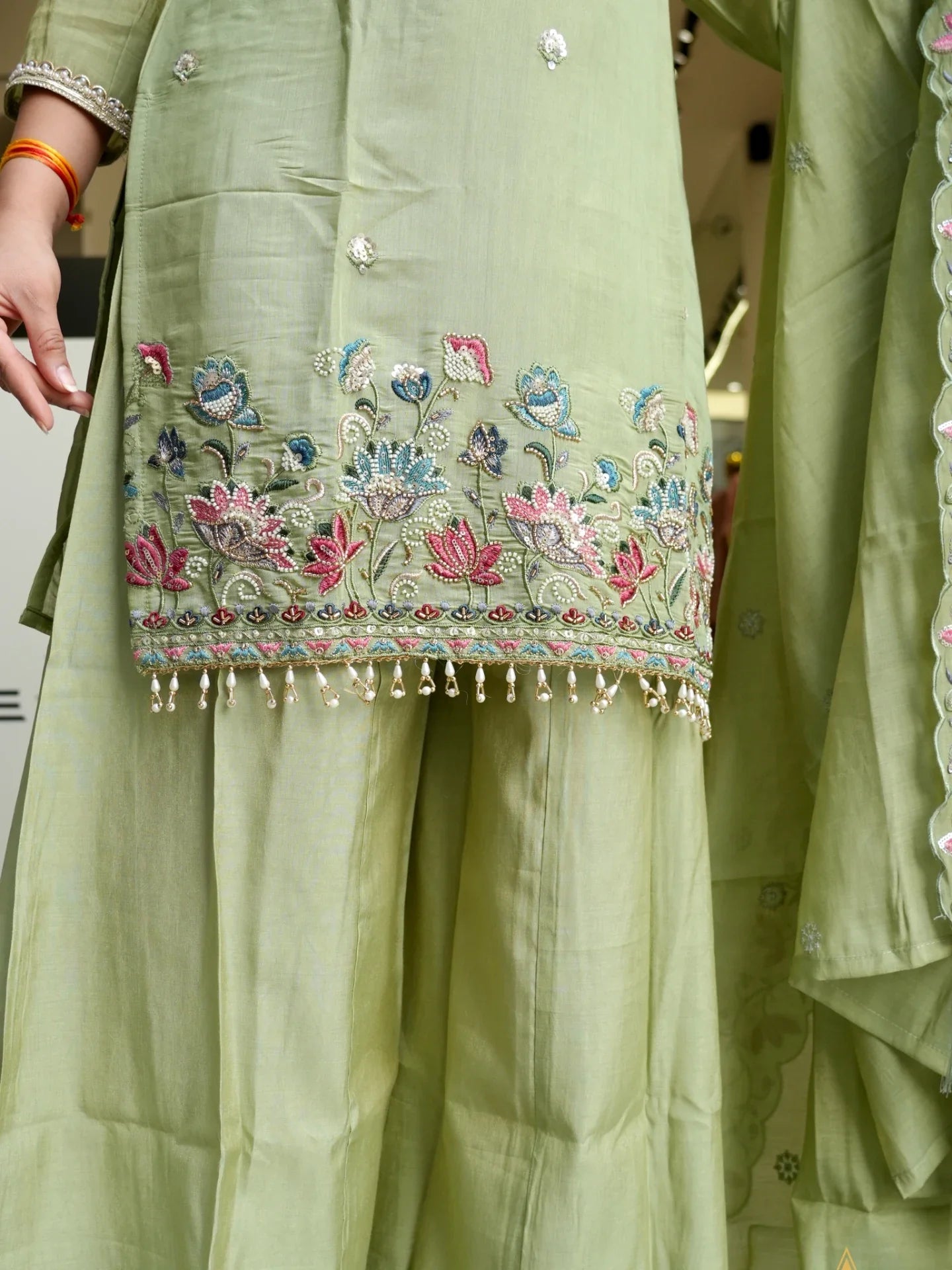 Elegant Pastel Embroidered Kurta Palazzo Set with Dupatta – Ethnic Party Wear Suit