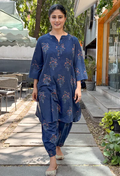 Cotton Handblock Printed Natural Dyed Ajrakh Co-ord Set.