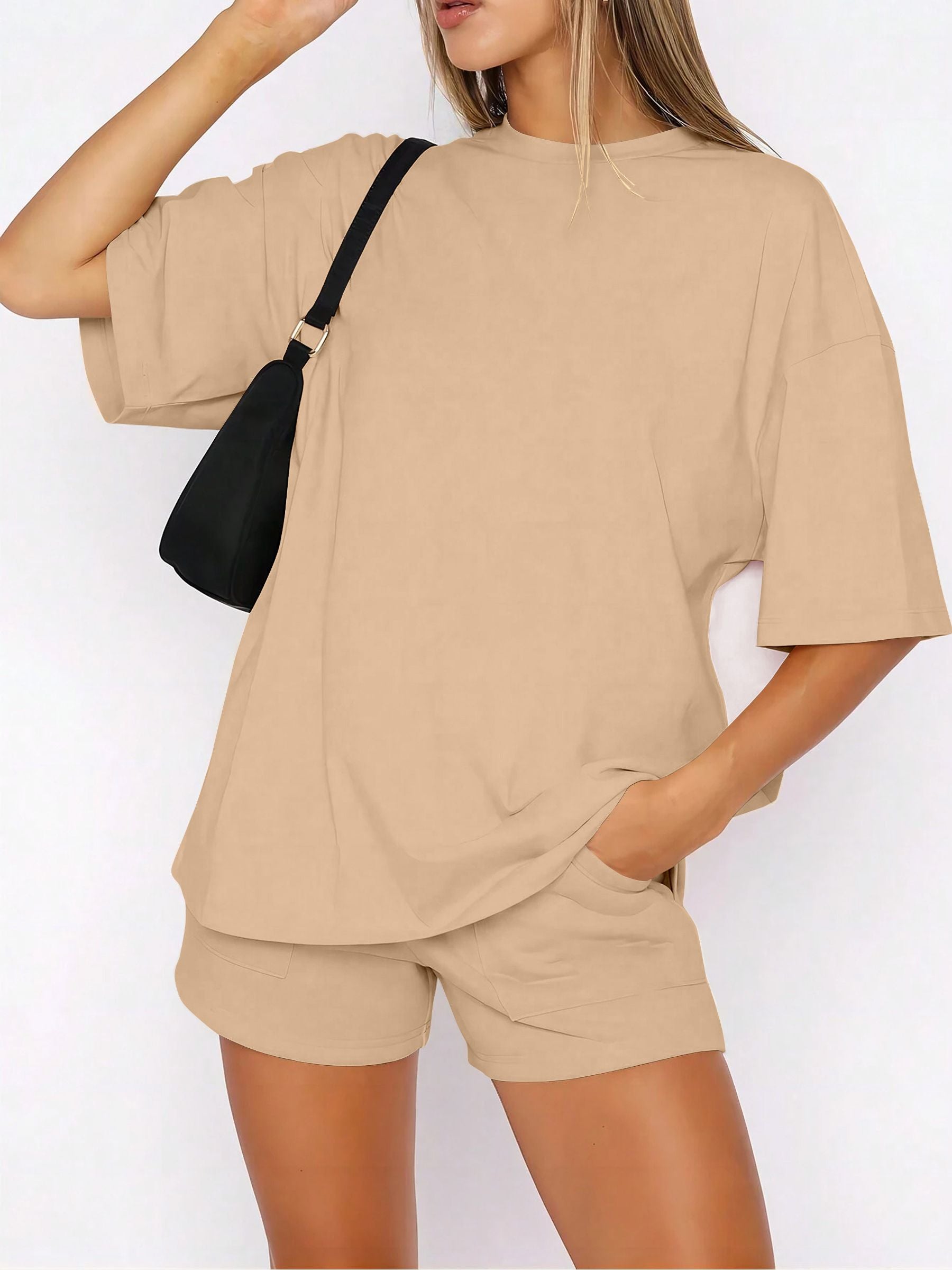 WOMEN PLAIN TOP & SHORTS CO-ORD SET