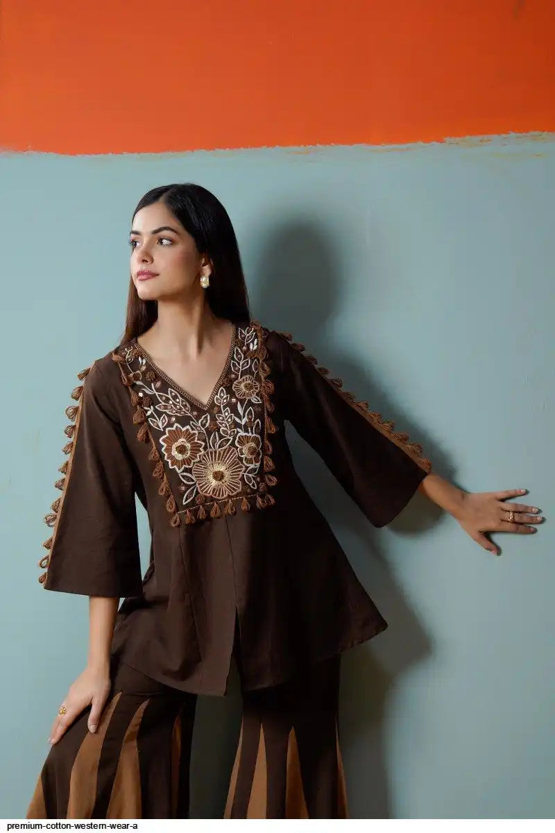 Tatva Indi Brown Cotton Co-ord Set